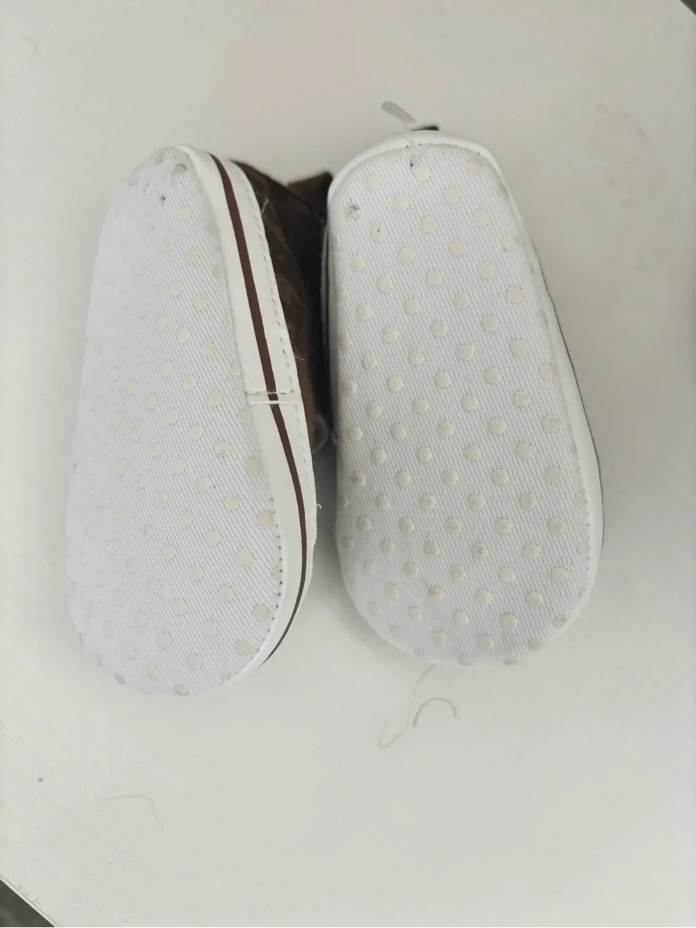 Kids Brown Canvas Slip-On Sneakers with White Toe